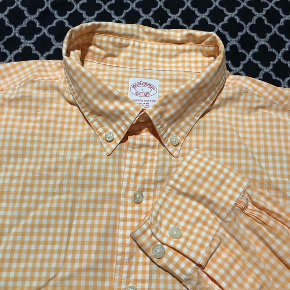 Brooks Brothers Other - Brooks Brothers Shirt Mens Large Orange Check Long Sleeve Preppy Business D20